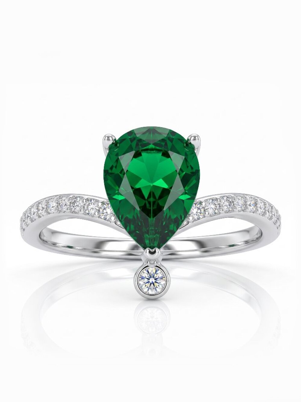 PEAR Cut Emerald Green Gemstone Ring, 925 Sterling Silver Charmed Aroma